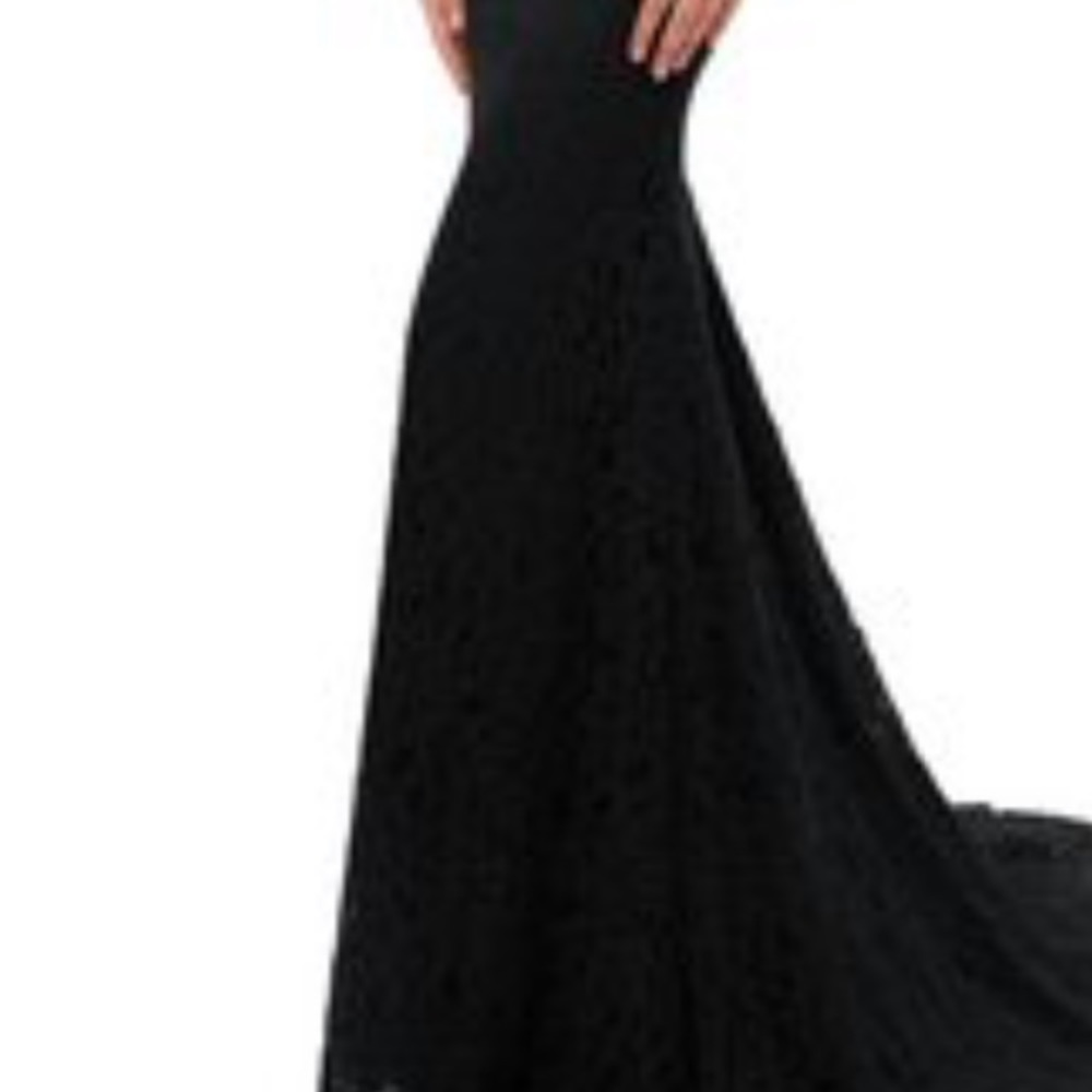 COLORS Off Shoulder Black Gown w/ Train - Picture 2 of 8